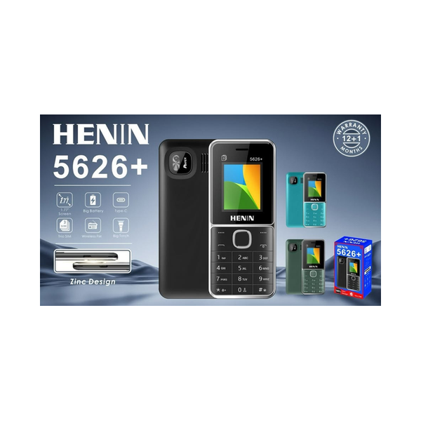 Henin Communications Black / Brand New Henin 5626+ Feature Mobile Phone