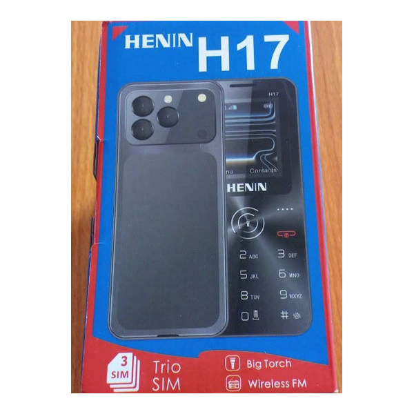 Henin Communications Black / Brand New Henin H17 Feature Mobile Phone, Trio SIM, Big Torch, Wireless FM