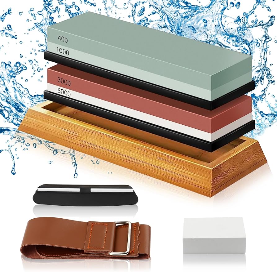 HEZHEN Kitchen & Dining Brand New Hezhen Sharpening Stone 1000/6000 + Angle Guide + Wooden Stand