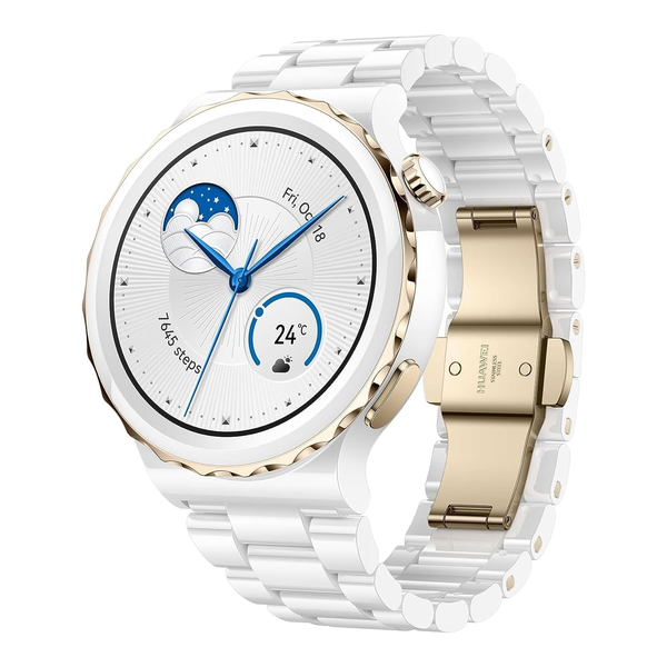 Huawei Jewelry Ceramic White / Brand New / 1 Year Huawei Watch GT 3 Pro Smartwatch, 42mm, Free Diving Mode, Wireless Fast Charging, Heart Rate & Blood Oxygen Monitoring, Menstruation Cycle Tracking, White Ceramic Case, White Ceramic Strap