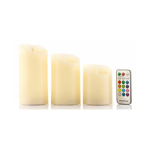 InnovaGoods Decor Beige / Brand New InnovaGoods Multicolour Flame-Effect Led Candles with Remote Control Lendles 3 Units - V0103781