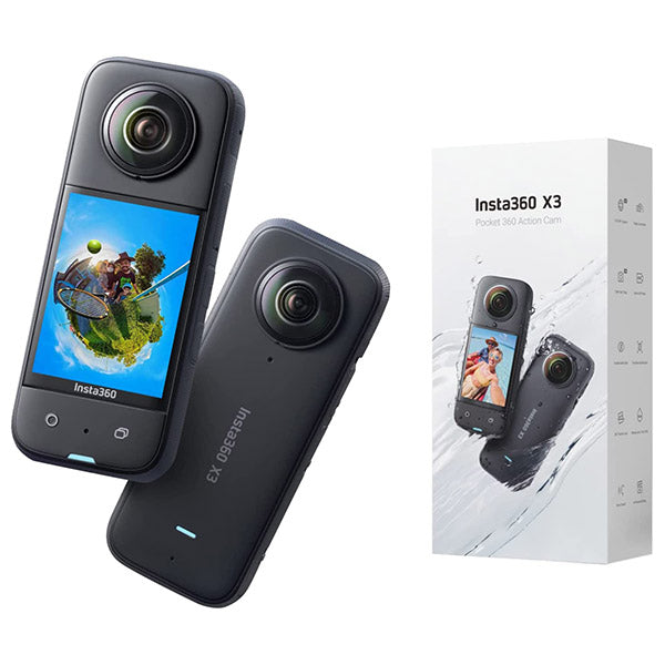 Insta360 Sports & Action Cameras Black / Brand New Insta360 X3 - Waterproof 360 Action Camera with 1/2" 48MP Sensors, 5.7K 360 Active HDR Video, 72MP 360 Photo, 4K Single-Lens, 60fps Me Mode, Stabilization, 2.29" Touchscreen, AI Editing, Live Stream