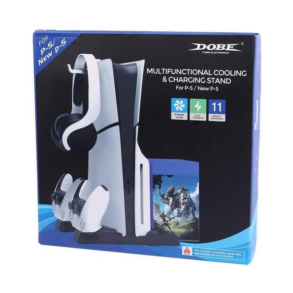 iPega Brand New Dobe Ps5 and PS5 slim Stand with Suction Cooling Fan And Dual Controller Charger TP5-0593S