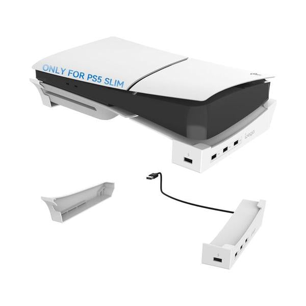 iPega Brand New ipega PS5 Slim Horizontal Stand with 4 USB Ports, PlayStation 5 Slim Console Base Bracket with USB 2.0 Extension Data & Charging Port, PG-P5S008