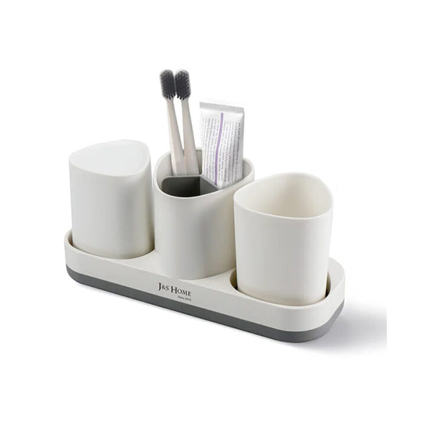 J&S Home Bathroom Accessories White / Brand New J&S Home, Toothbrush Holder Set With 2 Cups, JS185299 - 98780