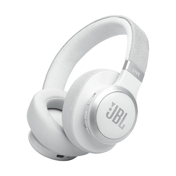 JBL Audio White / Brand New JBL, Live 770NC, Wireless Over-Ear Headphones with True Adaptive Noise Cancelling with Smart Ambient, Up to 65 Hours of Battery Life, Comfort-fit Fabric Headband & Carrying Pouch