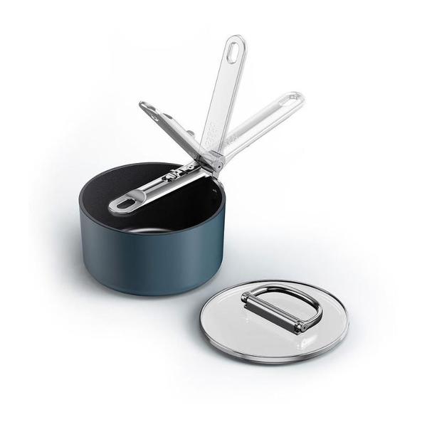Joseph Joseph Kitchen & Dining Joseph Joseph, Space Folding Handle Ceramic Non-stick 15cm Blue Saucepan & Lid, 45037