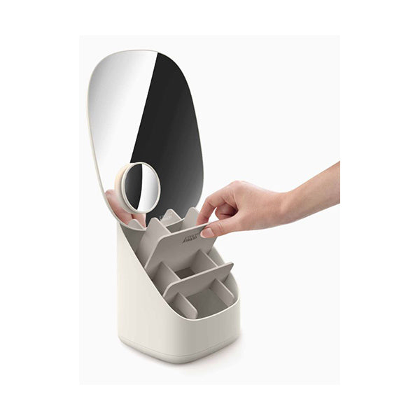 Joseph Joseph Personal Care Beige / Brand New Joseph Joseph, 75001, Viva Pedestal Mirror with Cosmetic Organiser