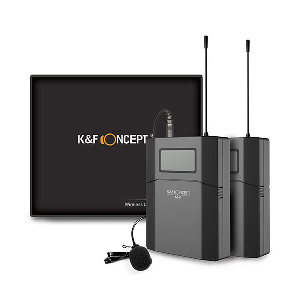 K&F Audio Black / Brand New K&F Wireless Lavalier Microphone System for DSLR Camera Smartphone Tablet and More - M8