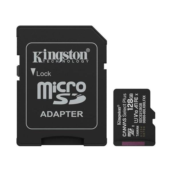 Kingston Electronics Accessories Brand New Kingston 128GB microSDXC Canvas Select Plus microSD Memory Card V30 Speed 150MB/s Read A1 Including SD Adapter - SDCS3/128GB, with 5 Years Official Warranty