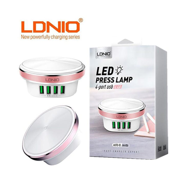 LDNIO Electronics Accessories White / Brand New LDNIO A4406, 4 Port Plug USB Charger With LED Light