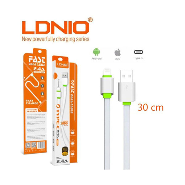 LDNIO Electronics Accessories Ldnio XS-073, 30cm 2.4A Fast Charge Data Cable, IOS, MicroUSB & Type-C