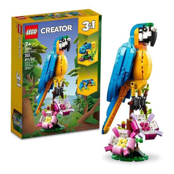 Lego Toys LEGO Creator 3 in 1 Exotic Parrot Building Toy Set, Transforms to 3 Different Animal Figures - from Colorful Parrot, to Swimming Fish, to Cute Frog, Creative Toys for Kids Ages 7 and Up, 31136