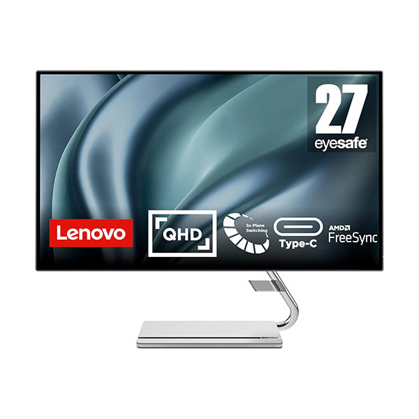 Lenovo Video Silver / Brand New / 1 Year Lenovo Q27h-20 Monitor - 27" QHD Display - 70 Hz Refresh Rate - 66EDUAC1US