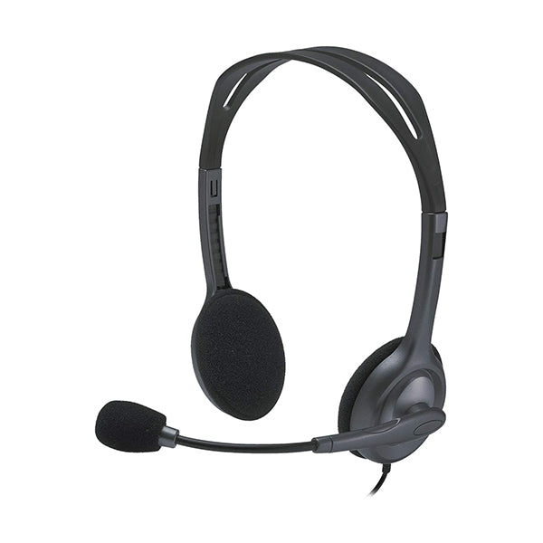 Logitech Audio Black / Brand New / 2 Years Logitech, H111 Wired Headset, Stereo Headphones with Noise, Cancelling Microphone, 3.5 mm Audio Jack, PC/Mac/Laptop/Smartphone/Tablet - 981-000593
