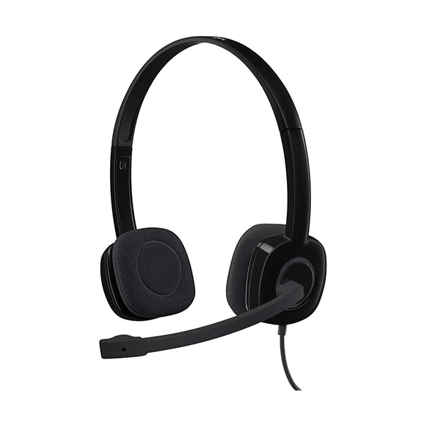 Logitech Audio Black / Brand New / 2 Years Logitech, H151 Wired Headset, Analog Stereo Headphones with Rotating Noise-Cancelling Microphone, 3.5 mm Audio Jack, In-Line Controls, PC/Mac/Laptop/Tablet/Smartphone - 981-000589