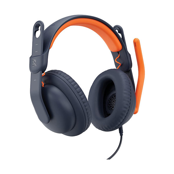 Logitech Audio Orange / Brand New / 2 Years Logitech, Zone Learn Wired Headsets for Learners, Comfortable and Adjustable fit for Kids, Replaceable Accessories, Mic, 3.5mm AUX and USB-C, for Windows/macOS/iPad/Android/Mobile - 981-001395