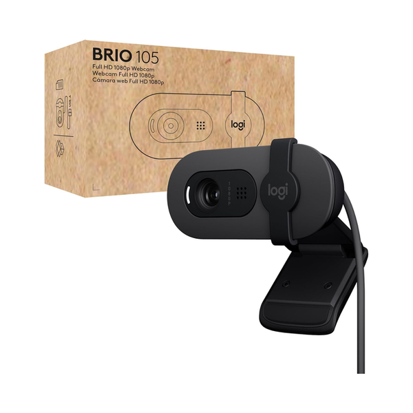 Logitech Cameras Black / Brand New / 1 Year Logitech Brio 105 Full HD 1080p Business Webcam with Auto-Light Balance, USB-A, Privacy Shutter, Easy Set-Up, Compatible with Windows, macOS, ChromeOS