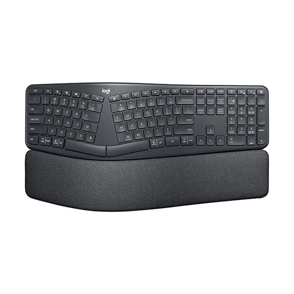 Logitech Electronics Accessories Black / Brand New / 2 Years Logitech, ERGO K860 Wireless Ergonomic Qwerty Keyboard, Split Keyboard, Wrist Rest, Natural Typing, Stain-Resistant Fabric, Bluetooth and USB Connectivity, Compatible with Windows/Mac - 920-009166