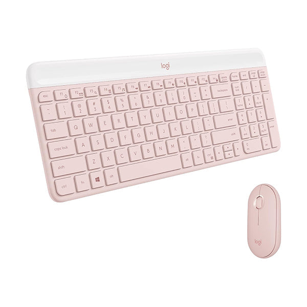 Logitech Electronics Accessories Rose / Brand New / 2 Years Logitech, MK470 Slim Wireless Keyboard and Mouse Combo - Modern Compact Layout, Ultra Quiet, 2.4 GHz USB Receiver, Plug n' Play Connectivity, Compatible with Windows