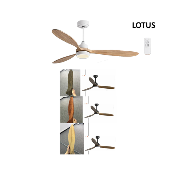 Lotus Household Appliances LOTUS Ceiling Fan with Light, 52" Wood Ceiling Fan with Light Remote Control, 6 Speeds, Low Profile Ceiling Fan Light for Indoor/Outdoor ESC-193