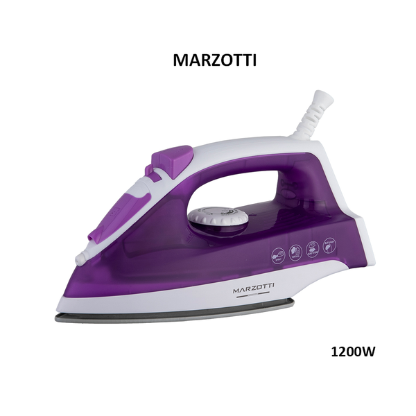 Marzotti Household Appliances Marzotti NEW STEAM IRON QuickPress 1200W Fast Heat Up Garment Steamer Non-stick Soleplate Power Saving Clothes Iron Purple MZIR01B