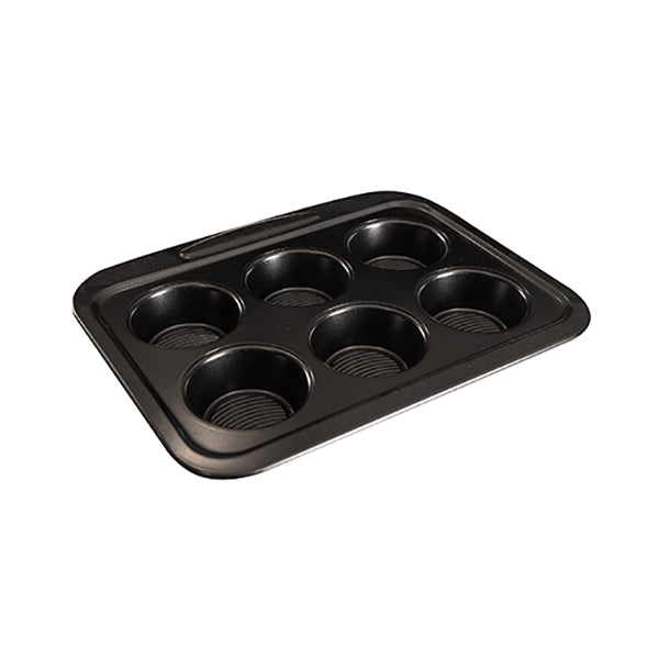 MasterPro Kitchen & Dining Black / Brand New MasterPro 6-Cup Muffin Pan 28.9X23.1X3.3Cm Carbon Steel Foodies - BGMP-7341