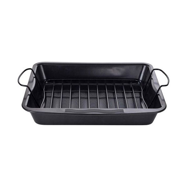 MasterPro Kitchen & Dining Black / Brand New MasterPro Roaster Pan 40X36.5X7Cm Carbon Steel Foodies - BGMP-7340