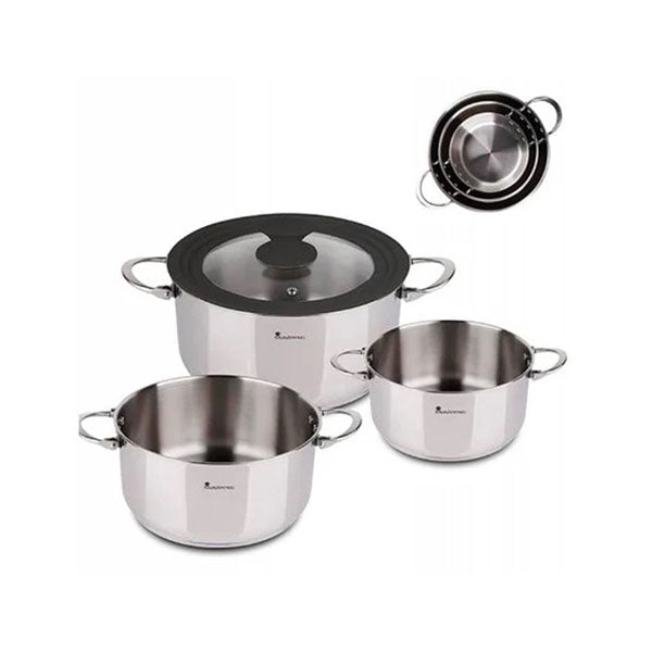 MasterPro Kitchen & Dining Stainless Steel / Brand New MasterPro, Set 4Pc Cookware Stainless Steel Foodies - BGMP-2160