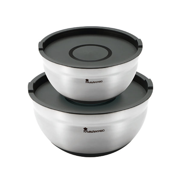 MasterPro Kitchen & Dining Stainless Steel / Brand New MasterPro, Set of 2 Bowls with Lids - BGMP-1553-INC