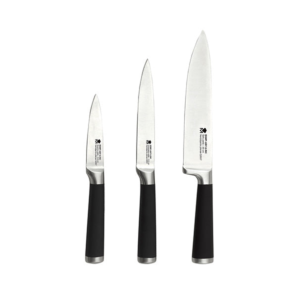 MasterPro Kitchen & Dining Black/silver / Brand New MasterPro, Set Of 3 Stainless Steel Kitchen Knives - BGMP-4207-6-IN