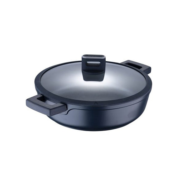 MasterPro Kitchen & Dining Navy / Brand New MasterPro, Shallow Pot 28X8.0Cm Cast Aluminium W/Lid Ind Indigo - BGMP-7981