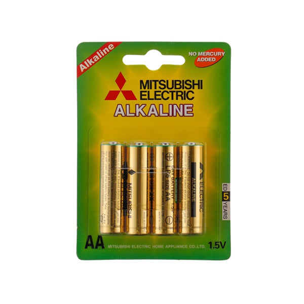 Mitsubishi Electronics Accessories Gold / Brand New Mitsubishi AA Alkaline Battery 1.5 Volt Pack of 4 for Household Items, Electronic Products LR6 - AA - HBA116
