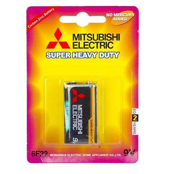 Mitsubishi Electronics Accessories Black / Brand New Mitsubishi Super Heavy Duty Carbon Zinc Battery 9 Volt for Household Items, Electronic Products 6F22 - 9V