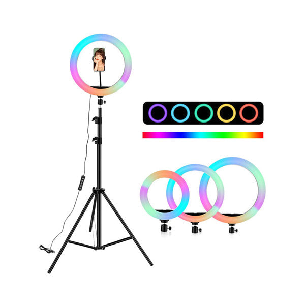 Mobileleb Black / Brand New 26cm RGB LED Selfie Ring Light With 2.1m Stand