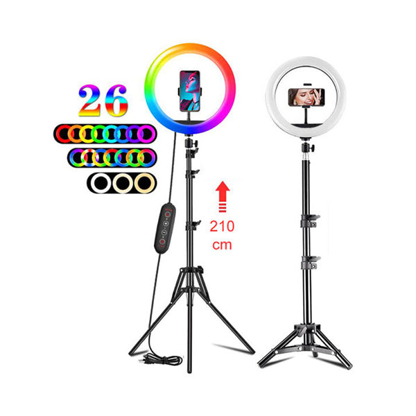 Mobileleb Black / Brand New 33cm RGB LED Selfie Ring Light With 2.1m Stand