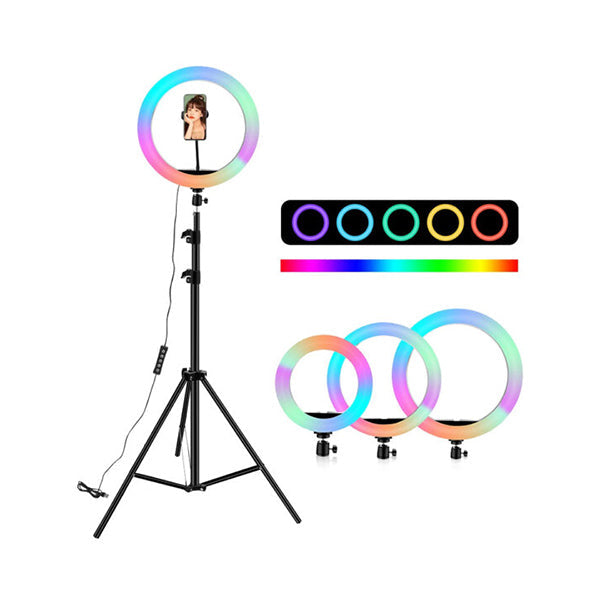 Mobileleb Black / Brand New 33cm RGB LED Selfie Ring Light With 2.1m Stand