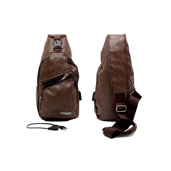 Mobileleb Backpacks Brown / Brand New Cross Bag, Men's Fashion, Leather Material ABS Sports Outdoor Sling Shoulder Crossbody Chest Bag for Young Men Portable - 14385