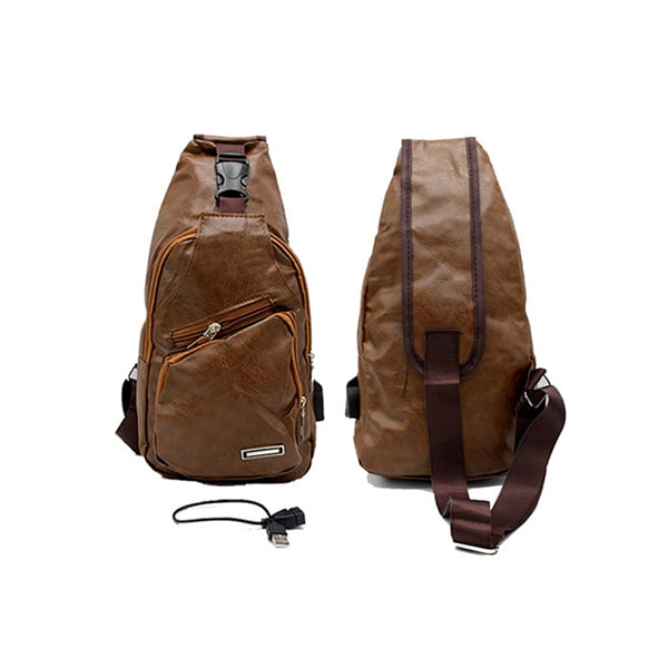 Mobileleb Backpacks Light-brown / Brand New Cross Bag, Men's Fashion, Leather Material ABS Sports Outdoor Sling Shoulder Crossbody Chest Bag for Young Men Portable - 14385