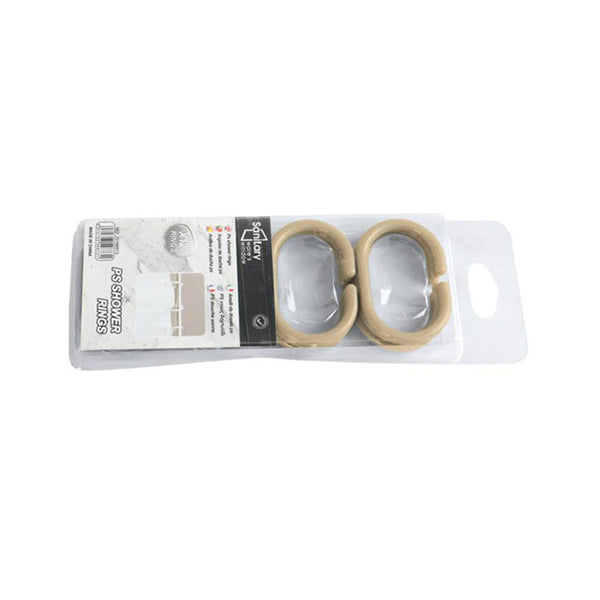 Mobileleb Bathroom Accessories Beige / Brand New 12 Pcs/Set Flexible Plastic Shower Curtain Rings - 97514