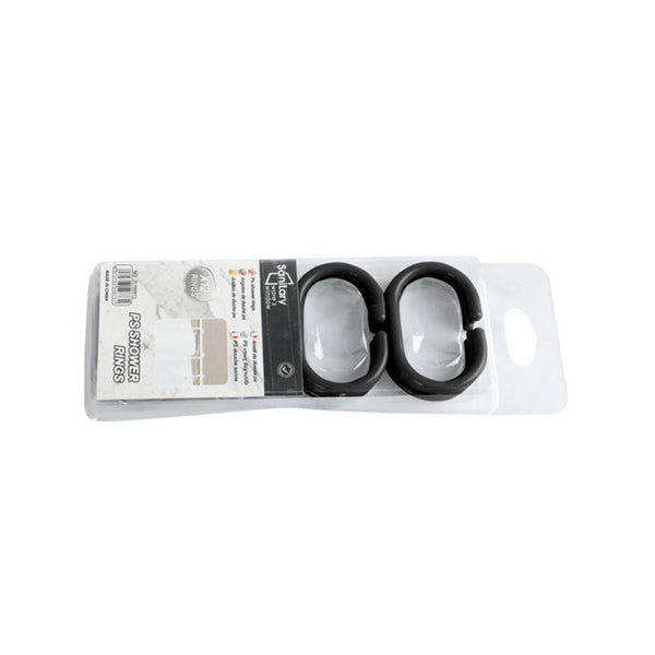 Mobileleb Bathroom Accessories Black / Brand New 12 Pcs/Set Flexible Plastic Shower Curtain Rings - 97514