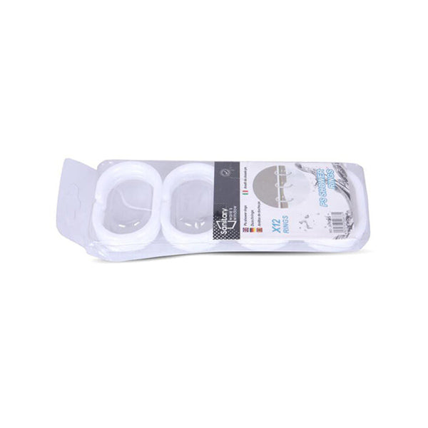 Mobileleb Bathroom Accessories White / Brand New 12 Pcs/Set Flexible Plastic Shower Curtain Rings - 97514