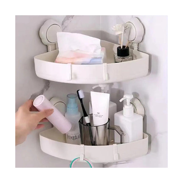 Mobileleb Bathroom Accessories White / Brand New 2-Piece Set Shower Suction Cup Shelf No-Drilling - 11080