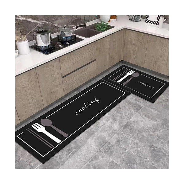 Mobileleb Bathroom Accessories 2-Pieces Kitchen Non-slip Floor Mats Set Size: 45x75Cm + 45×150Cm