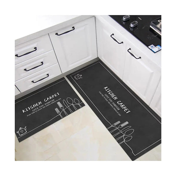 Mobileleb Bathroom Accessories 2-Pieces Kitchen Non-slip Floor Mats Set Size: 45x75Cm + 45×150Cm