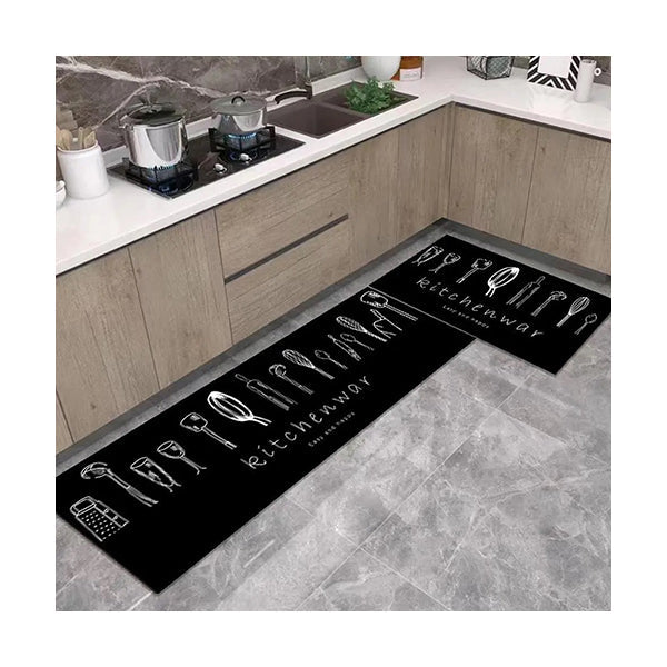 Mobileleb Bathroom Accessories 2-Pieces Kitchen Non-slip Floor Mats Set Size: 45x75Cm + 45×150Cm