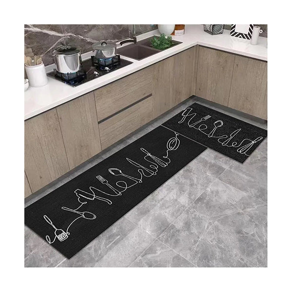 Mobileleb Bathroom Accessories 2-Pieces Kitchen Non-slip Floor Mats Set Size: 45x75Cm + 45×150Cm