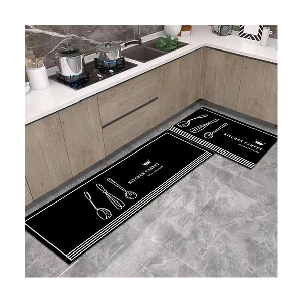 Mobileleb Bathroom Accessories 2-Pieces Kitchen Non-slip Floor Mats Set Size: 45x75Cm + 45×150Cm