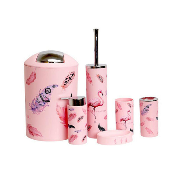 Mobileleb Bathroom Accessories Pink / Brand New 6 Pieces Flamingo Bathroom Set - 91252