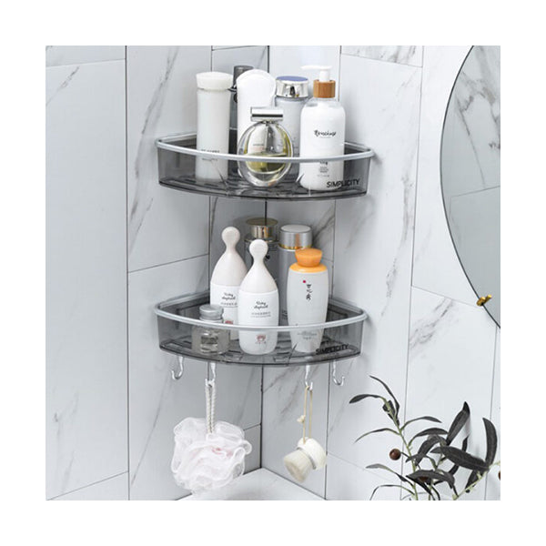 Mobileleb Bathroom Accessories Grey / Brand New / Double Bathroom Shower Shelf, Corner Bath Rack - 95118